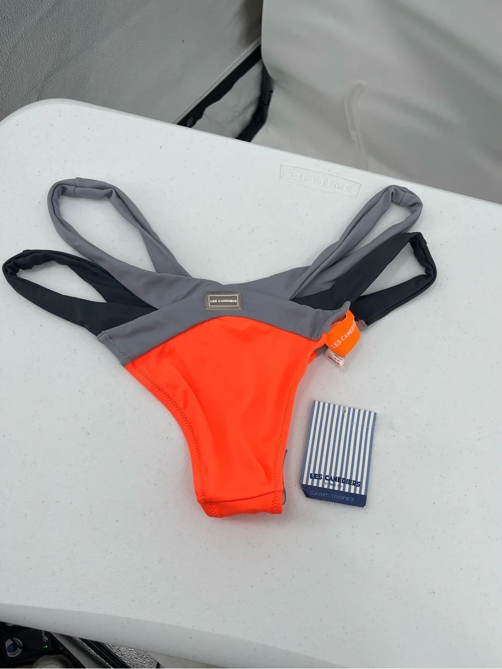 Les Canebiers NWT orange gray bikini bottom